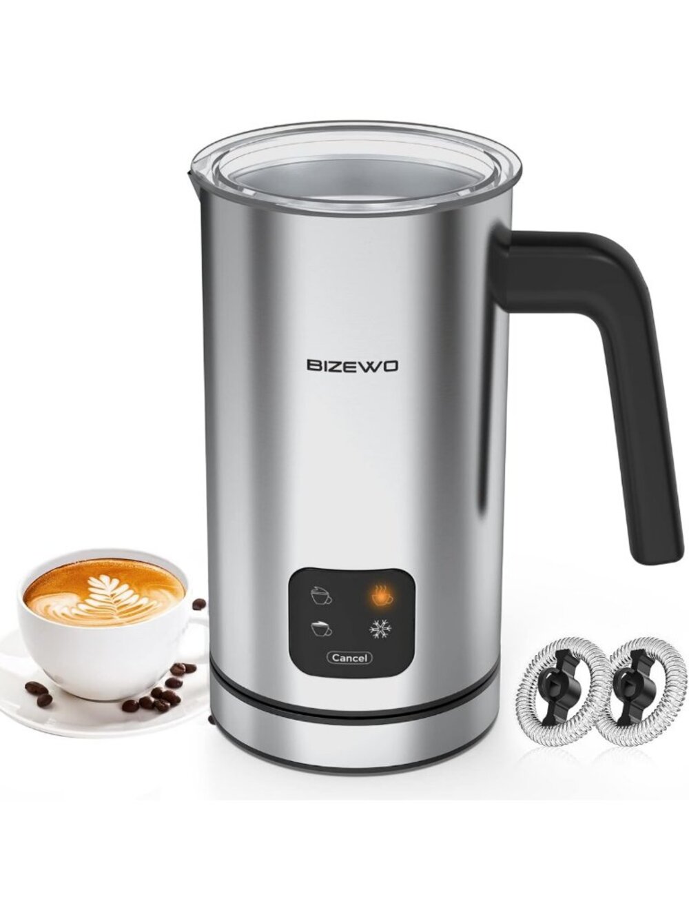 4-in-1 Electric Milk Frother & Steamer for Coffee, Latte, Warm & Cold Foam